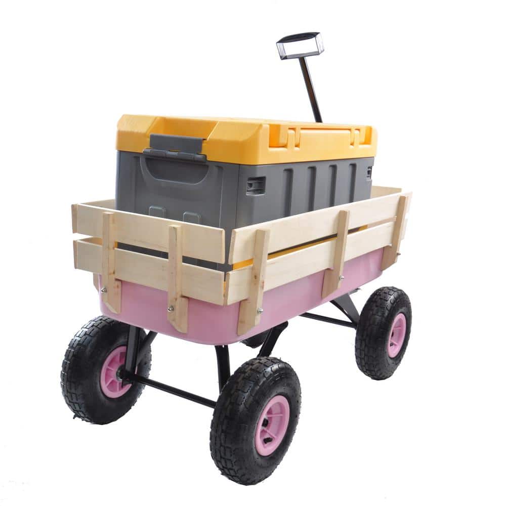 2.8 cu.ft. Steel Wagon Children Kid Garden Cart in Pink - Hercitys