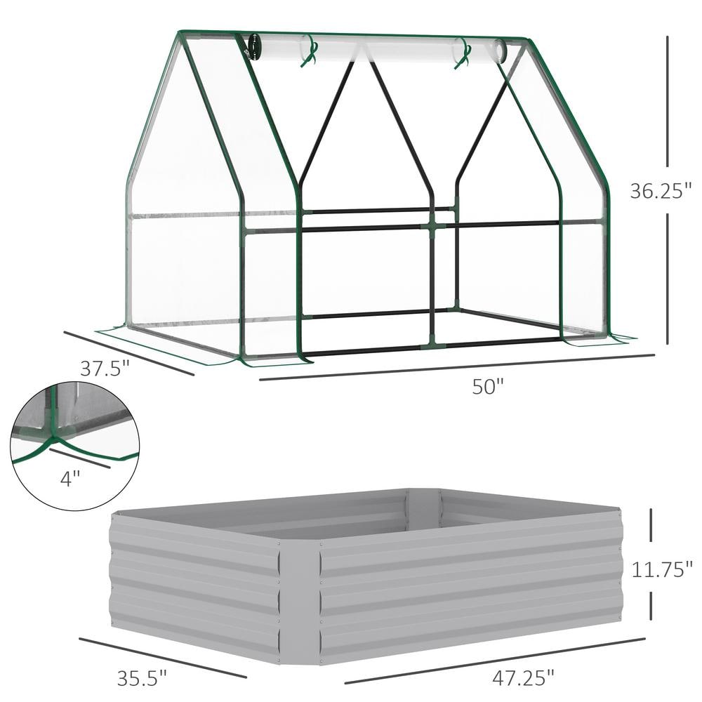 37.5 in. W x 50 in. D x 36.25 in. H Steel Clear with Plastic Cover, Roll Up Window Greenhouse - Hercitys