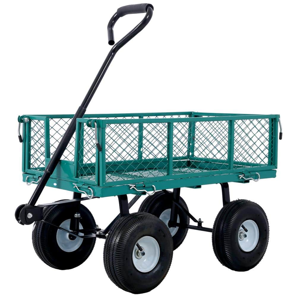 3 cu. ft. Green Steel Garden Cart, 550 lbs. Capacity - Hercitys
