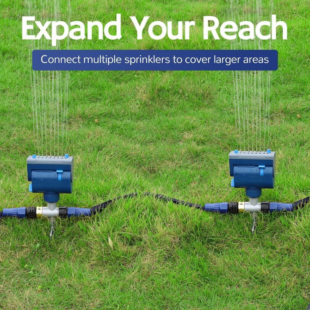 4,069 sq. ft. Oscillating Sprinkler with Metal Step Spike and Quick Connect Adapter Set, Control Watering Range, Blue - Hercitys