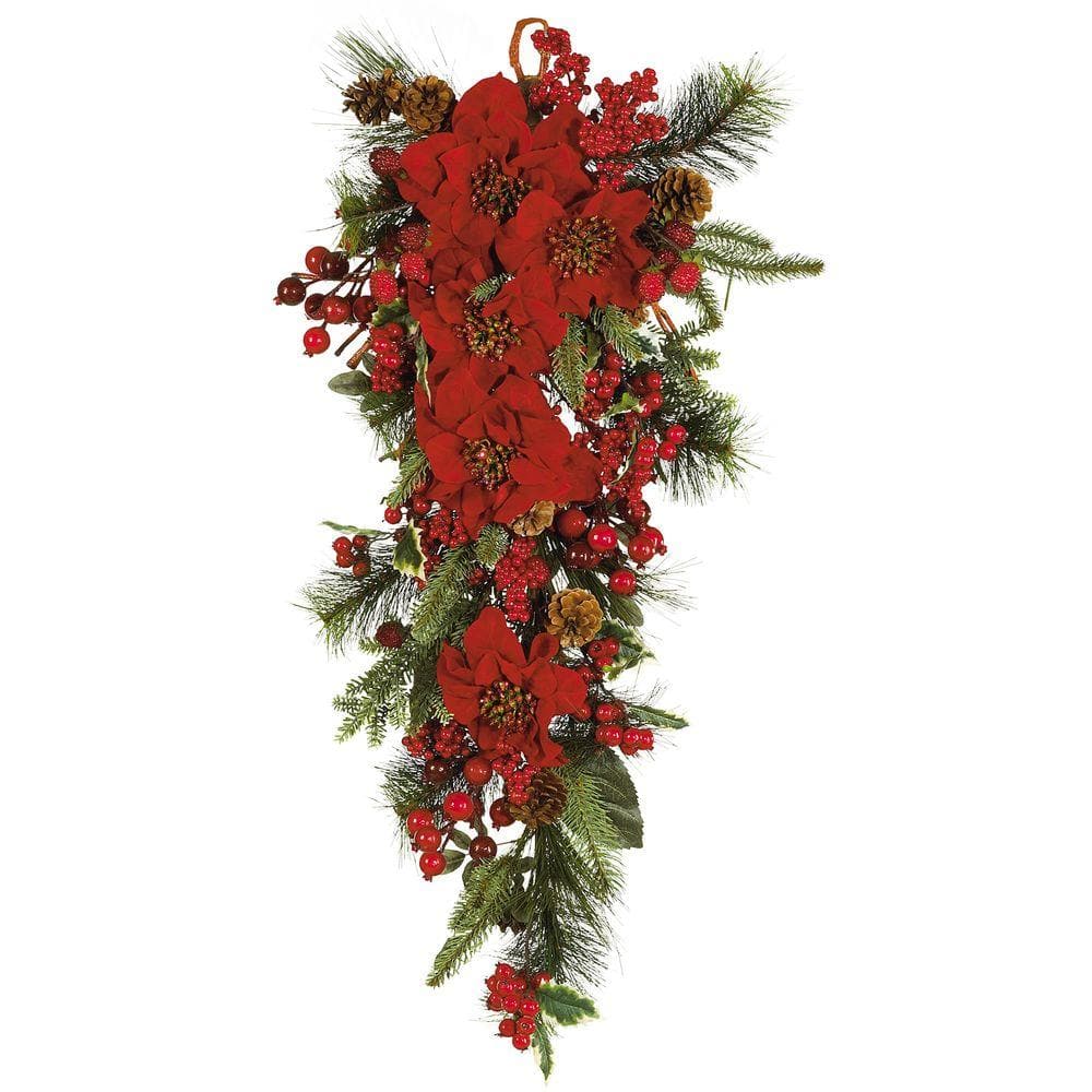 30 in. Tear Drop Artificial Poinsettia - Hercitys