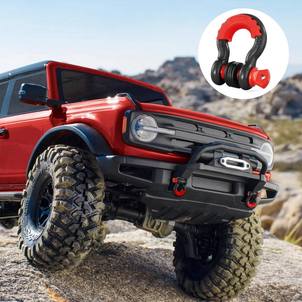 2 Pack 3/4 in. D-Ring Shackle Steel Tow Rope 28.5 T Break Strength Heavy Duty Off Road Vehicle Cables Black - Hercitys