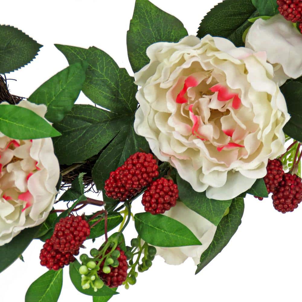 22 in. Peony and Raspberry Wreath - Hercitys
