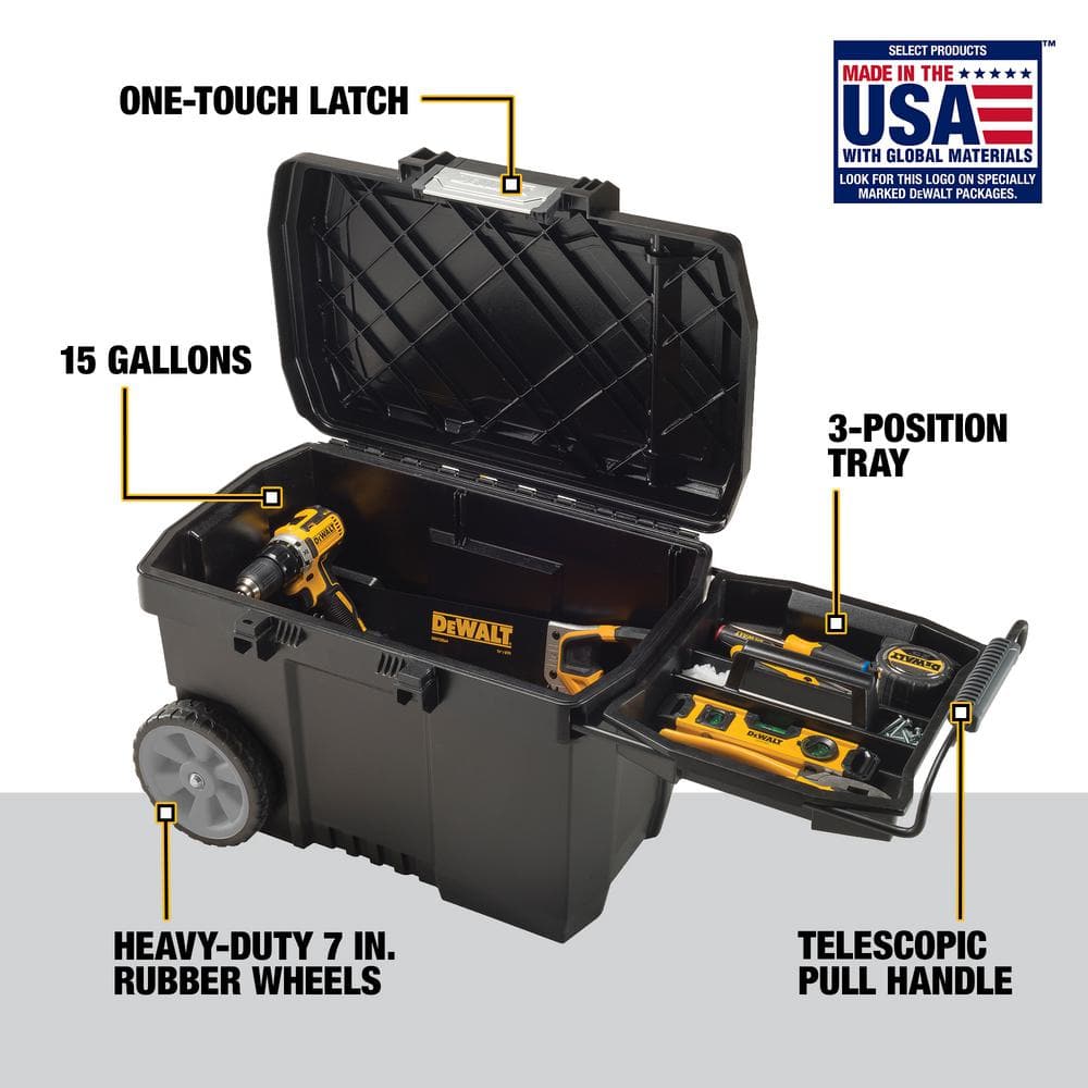 25 in. W 15 Gal. Polypropylene Rolling Tool Box - Hercitys
