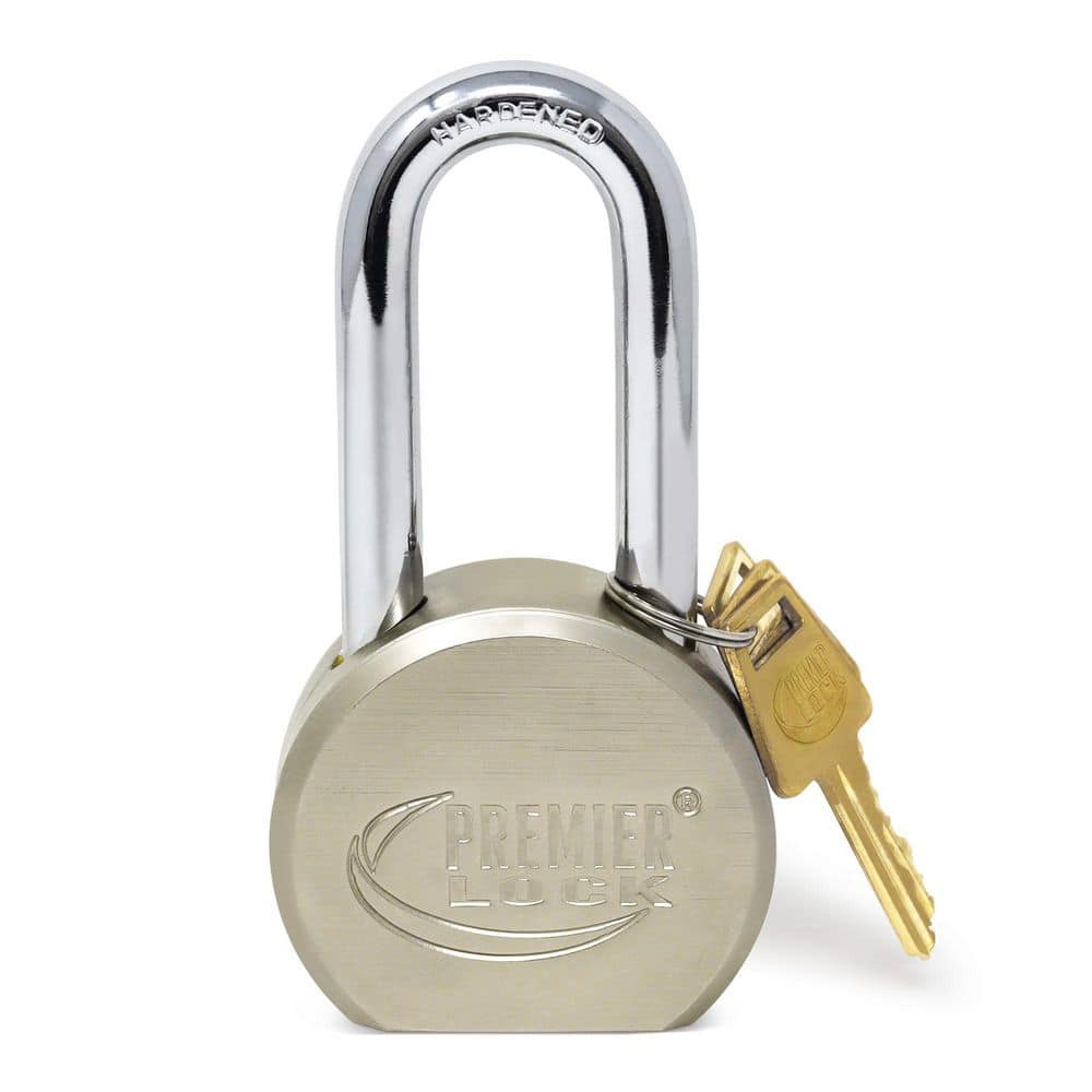 2-5/8 in. Premier Solid Steel Commercial Gate Keyed Padlock with Long Shackle and 3 Keys - Hercitys