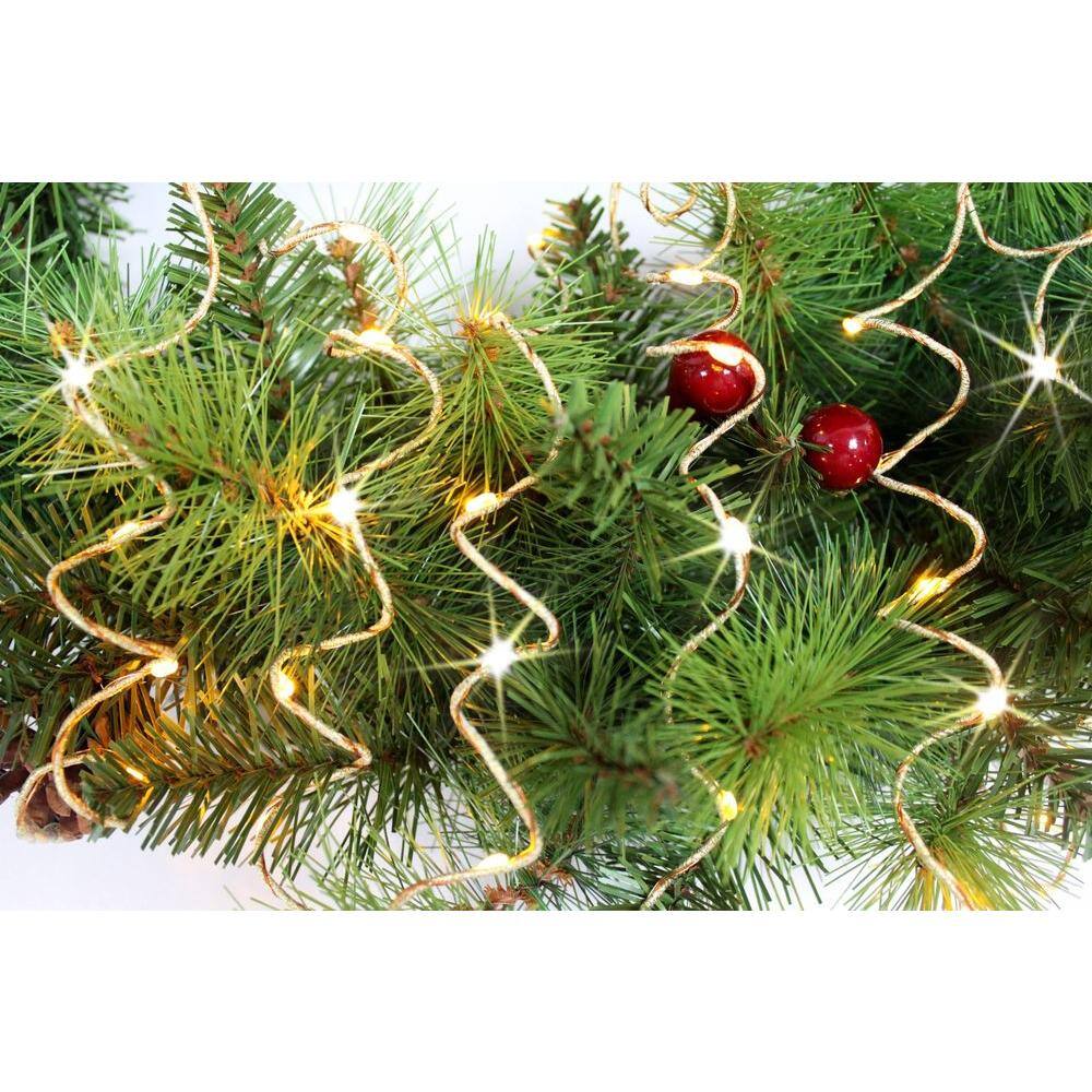 12 ft. Pre-Lit LED Battery Operated Gold Single Braided Garland (Bundle of 2) - Hercitys