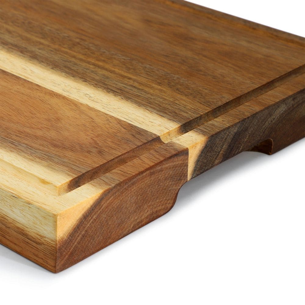 15.5 x 12 Inch Acacia Wood 1.5 Inch Thick Carving and Cutting Board with Juice Groove - Hercitys