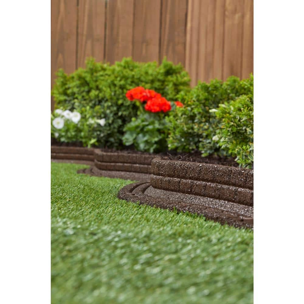 48 in. x 3 in. x 3 in. Brown Brickface Rubber Landscape Edging (6-Pack) - Hercitys