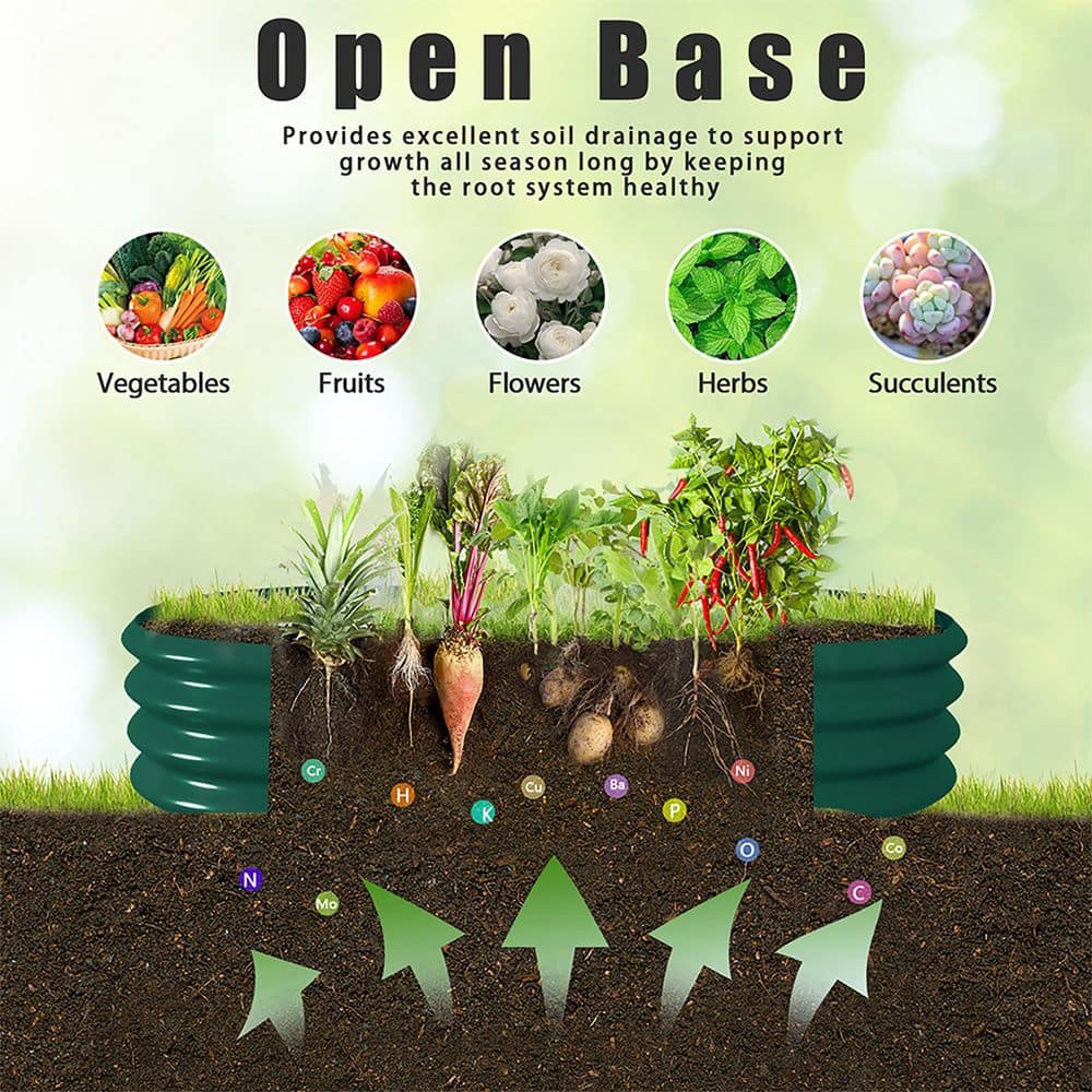 48 in. x 24 in. x 12 in. Galvanized Metal Raised Garden Bed in Green (2-Pack) - Hercitys