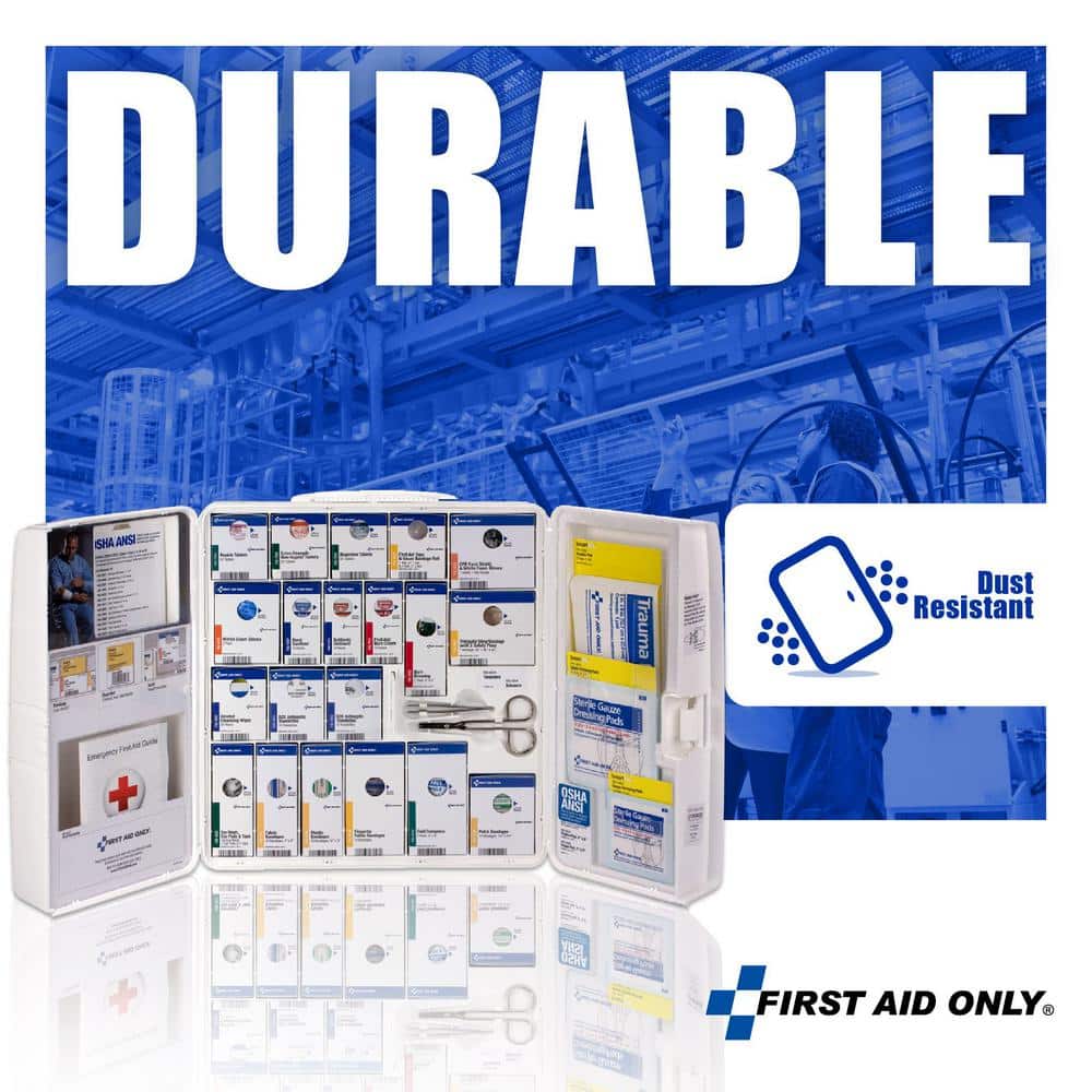 50-Person, Large Plastic OSHA Smart Compliance Cabinet with Medications - Hercitys