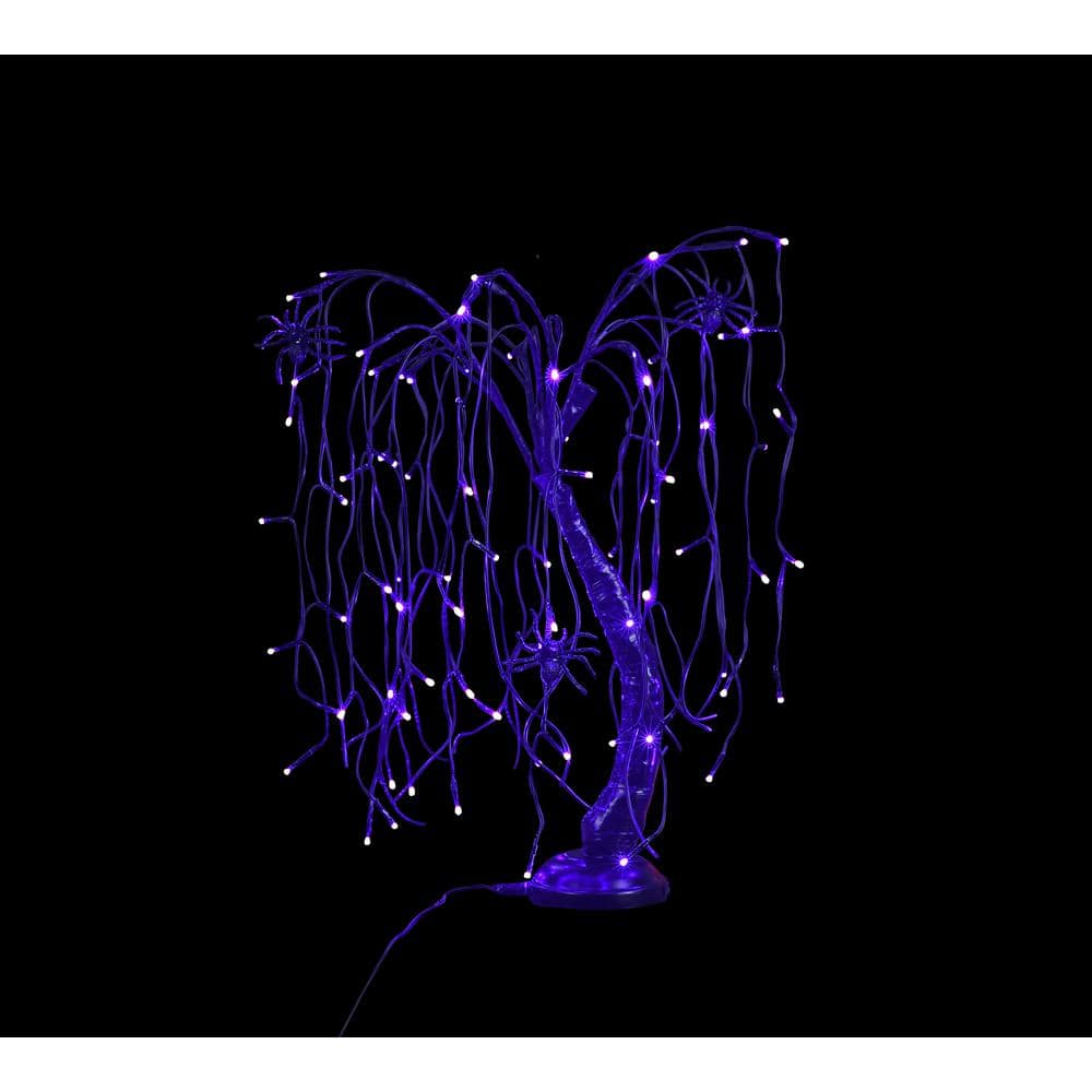 2 ft. Purple Pre-Lit LED Artificial Christmas Tree Halloween Willow Tree - Hercitys