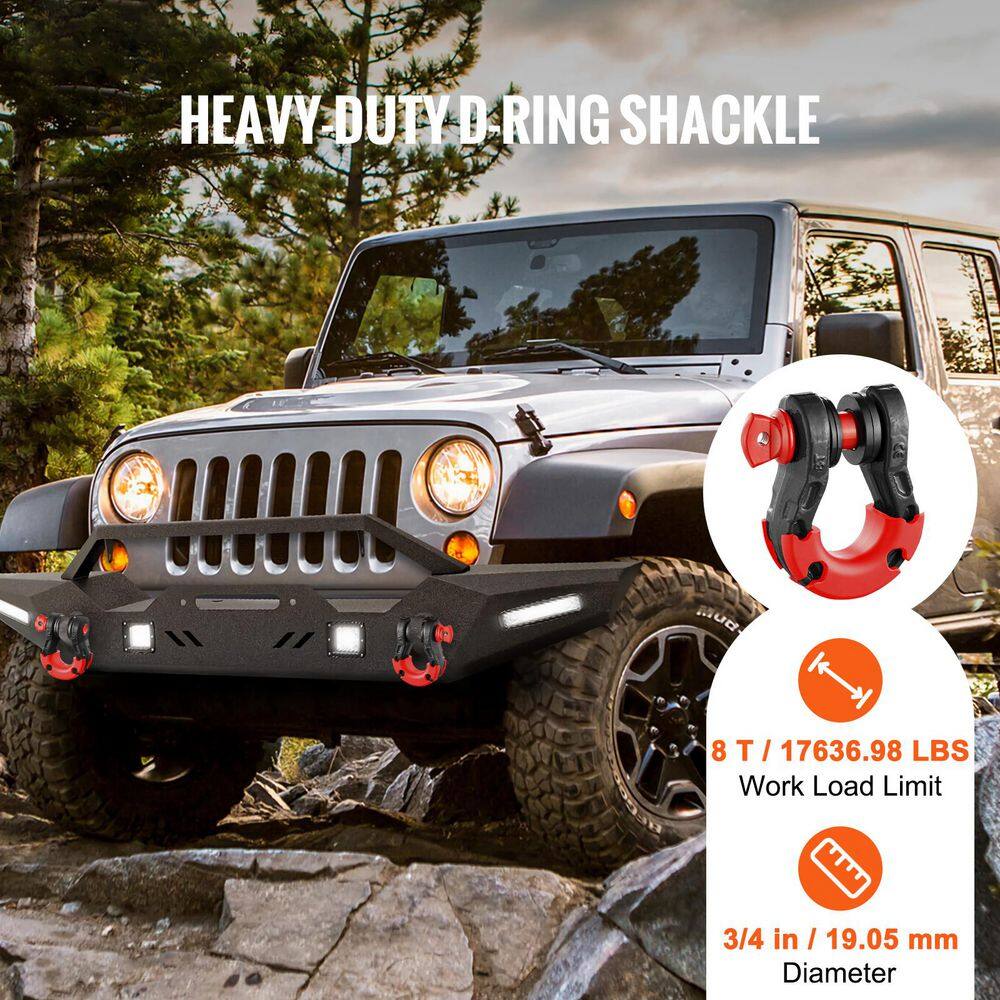 3 /4 in. D-Ring Shackle, 2-Pack Shackles 30 Ton Break Strength Heavy Duty Recovery Shackle Towing Cable Chains Black - Hercitys