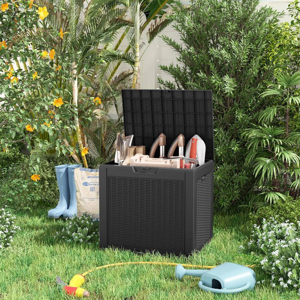 30 Gal. Black Resin Deck Box Waterproof with Lockable Lid - Hercitys