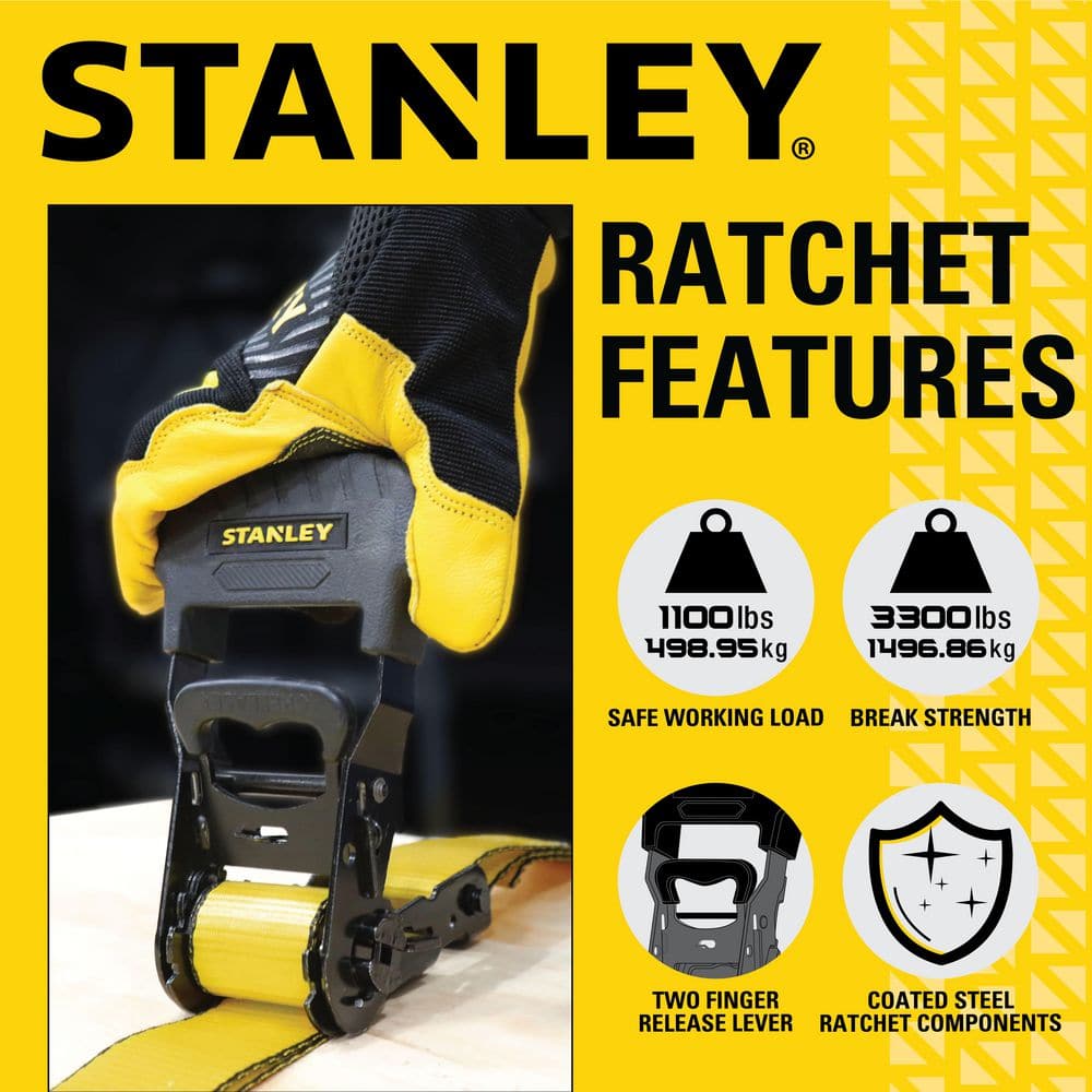 16 ft. x 1.5 in. Heavy-Duty Ratchet Strap Kit/3300 lbs. Break Strength (4-Pack) - Hercitys