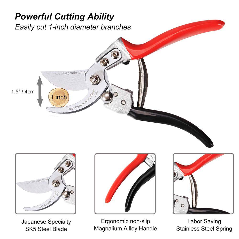 1.5 in. Pruning Shears Red Garden Professional Bypass - Hercitys