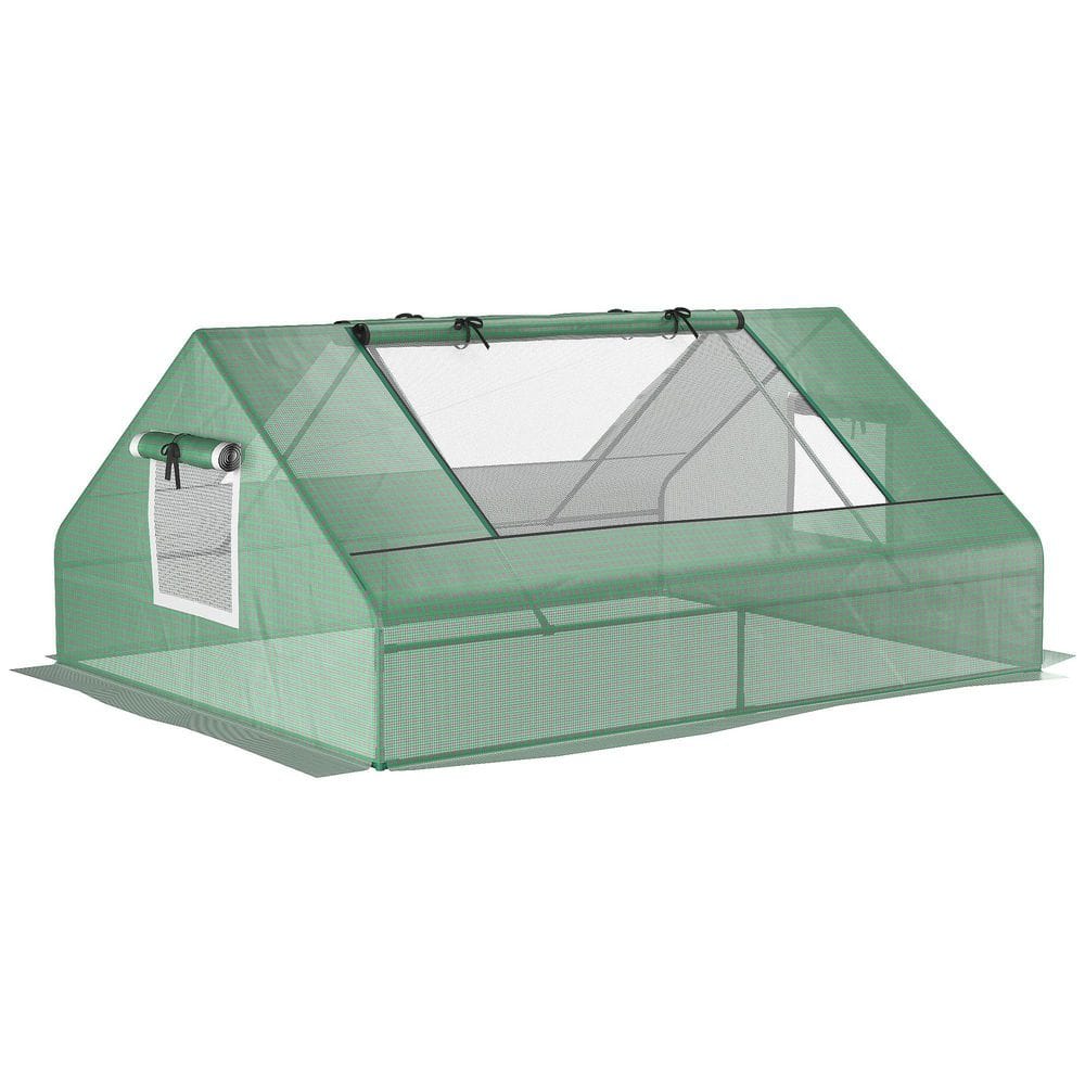 5.9 ft. W x 4.6 ft. D x 2.6 ft. H Mini Tunnel Greenhouse, Garden Planting Shed with Zipper Windows and Door in Green - Hercitys