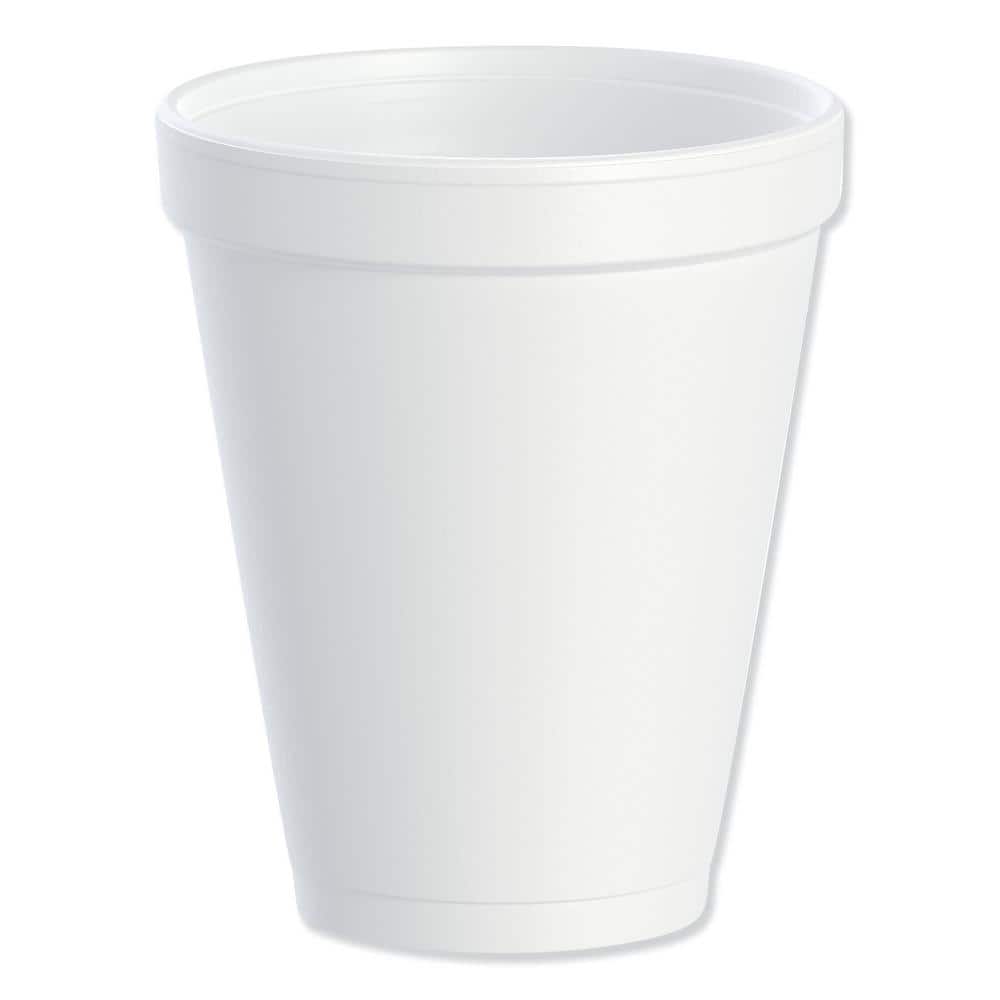 10 oz. White Disposable Foam Cups, 25/Bag, 40 Bags/Carton - Hercitys