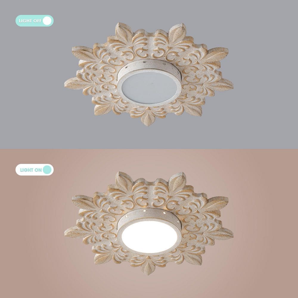21.65 in. 16-Watt Modern White Dimmable Flower Shape LED Light Flush Mount with Acrylic Shade - Hercitys