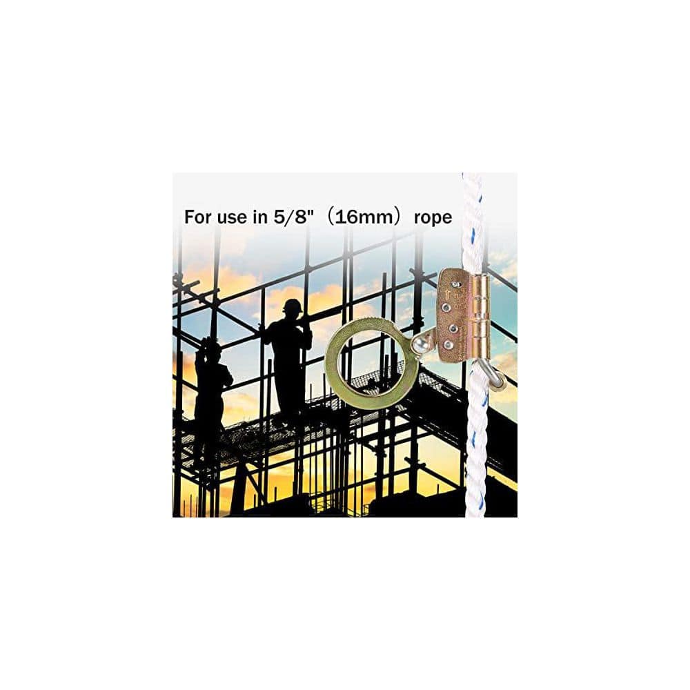 5/8 Lifeline Fall Protection Rope Grab Anti-Panic Auto-Trail Double Locking Arrester Complies ANSI/OSHA Construction - Hercitys