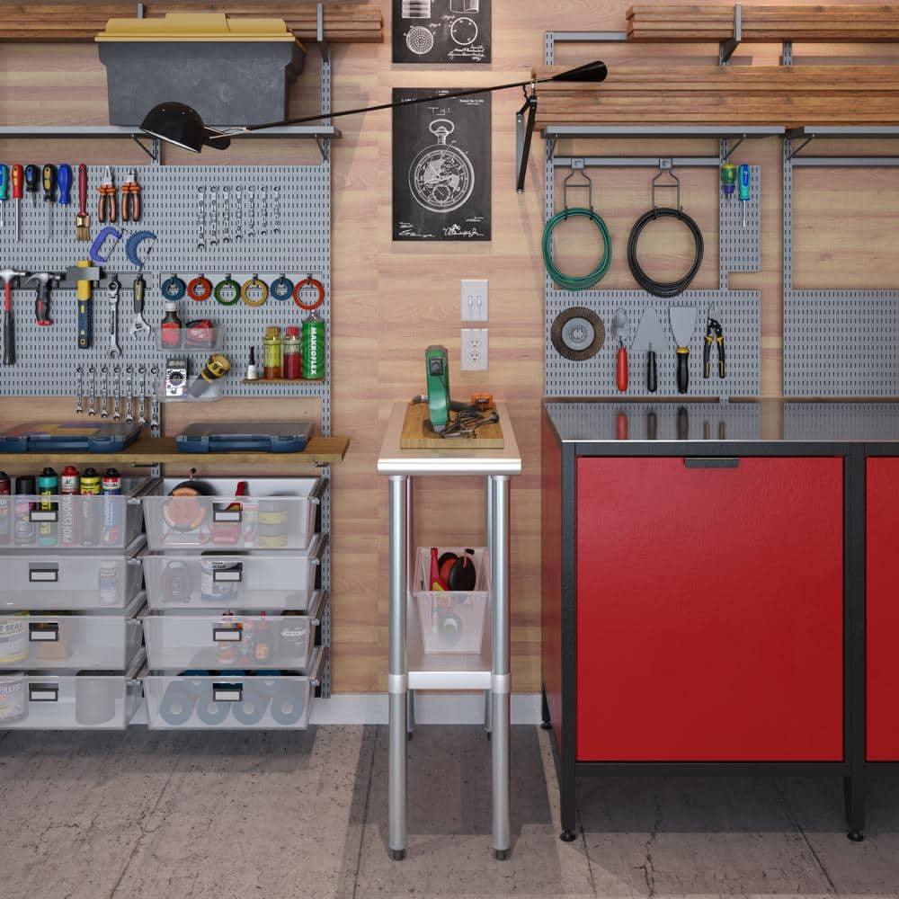 30 in. x 12 in. Stainless Steel Kitchen Utility Table with Adjustable Bottom Shelf - Hercitys