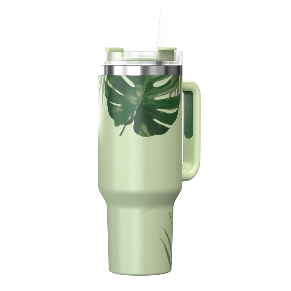 40 oz. Double-Walled Insulated Tropical Green Stainless Steel Tumbler - Hercitys