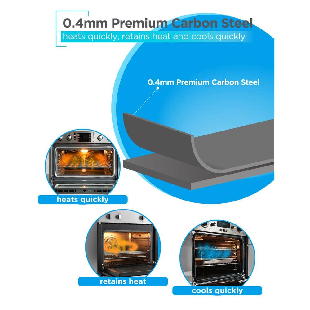 3-Piece Carbon Steel Baking Sheet Set, 0. 4mm Carbon Steel Baking Pans Set with Ceramic Non-Stick Coating, Black Finish - Hercitys