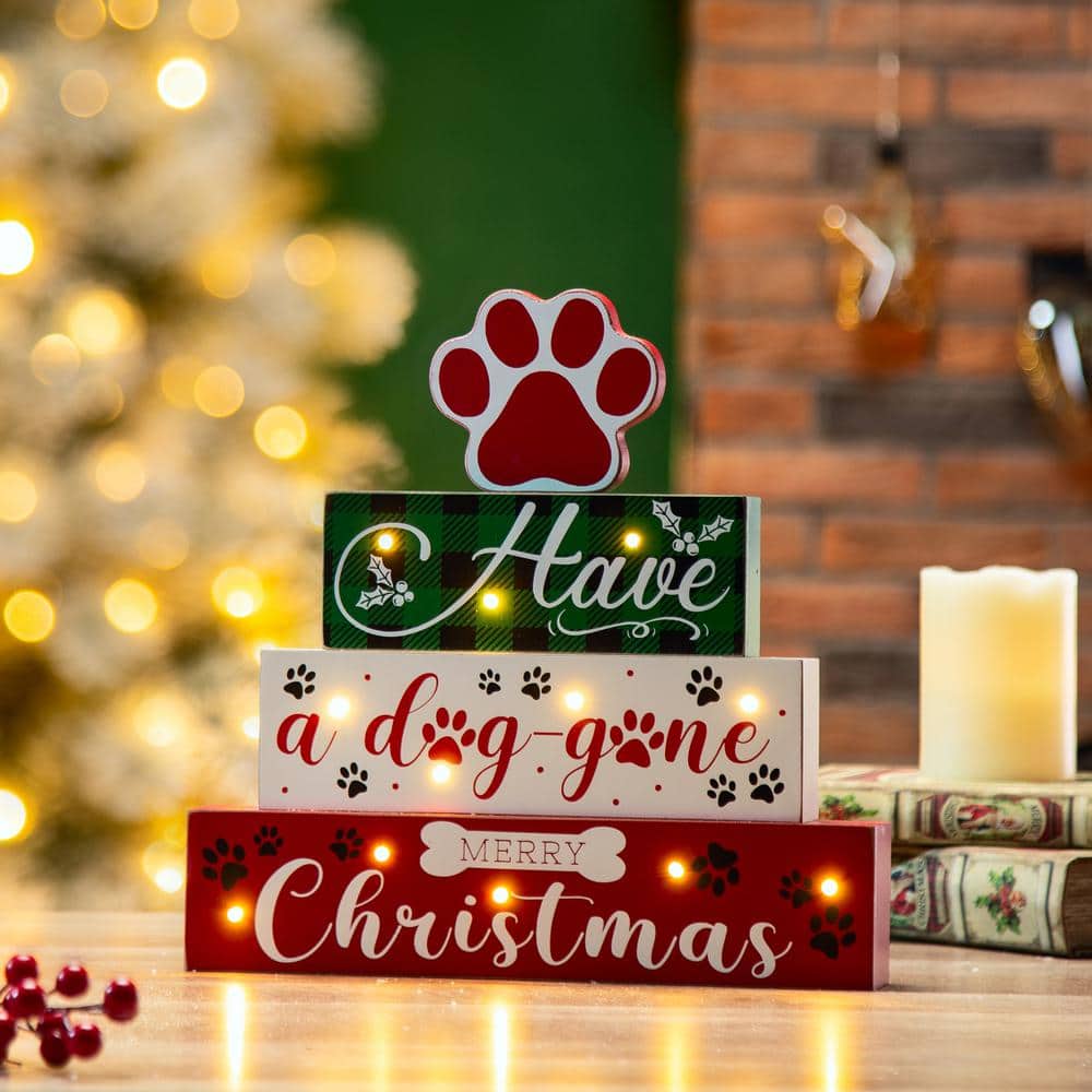 12 in. H Lighted Wooden Pet Block Word Sign - Hercitys