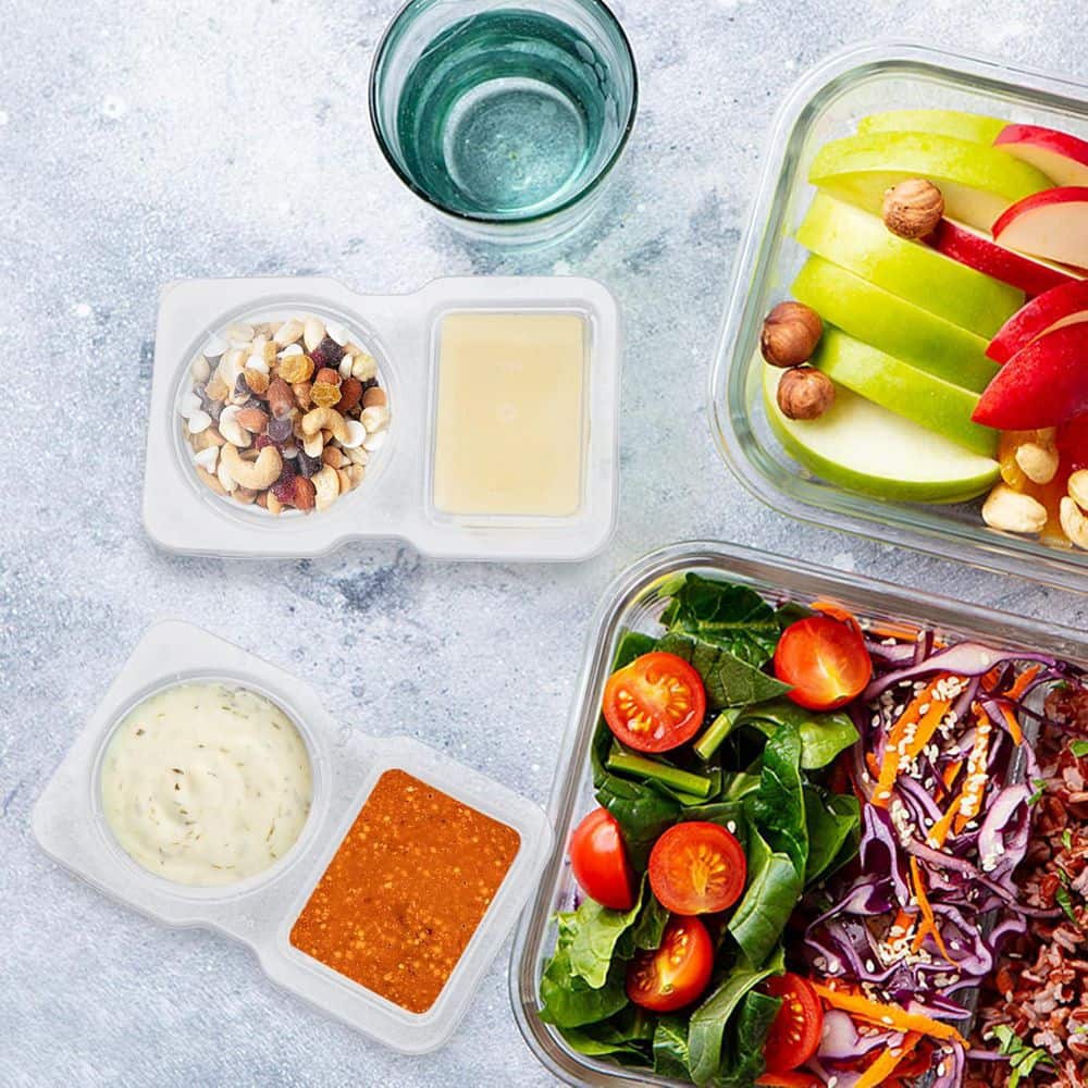 20-Set Reusable 2-Compartment Dipping Containers with Lid for Portion Control and Outdoor Takeaway Sauce Food Storage - Hercitys