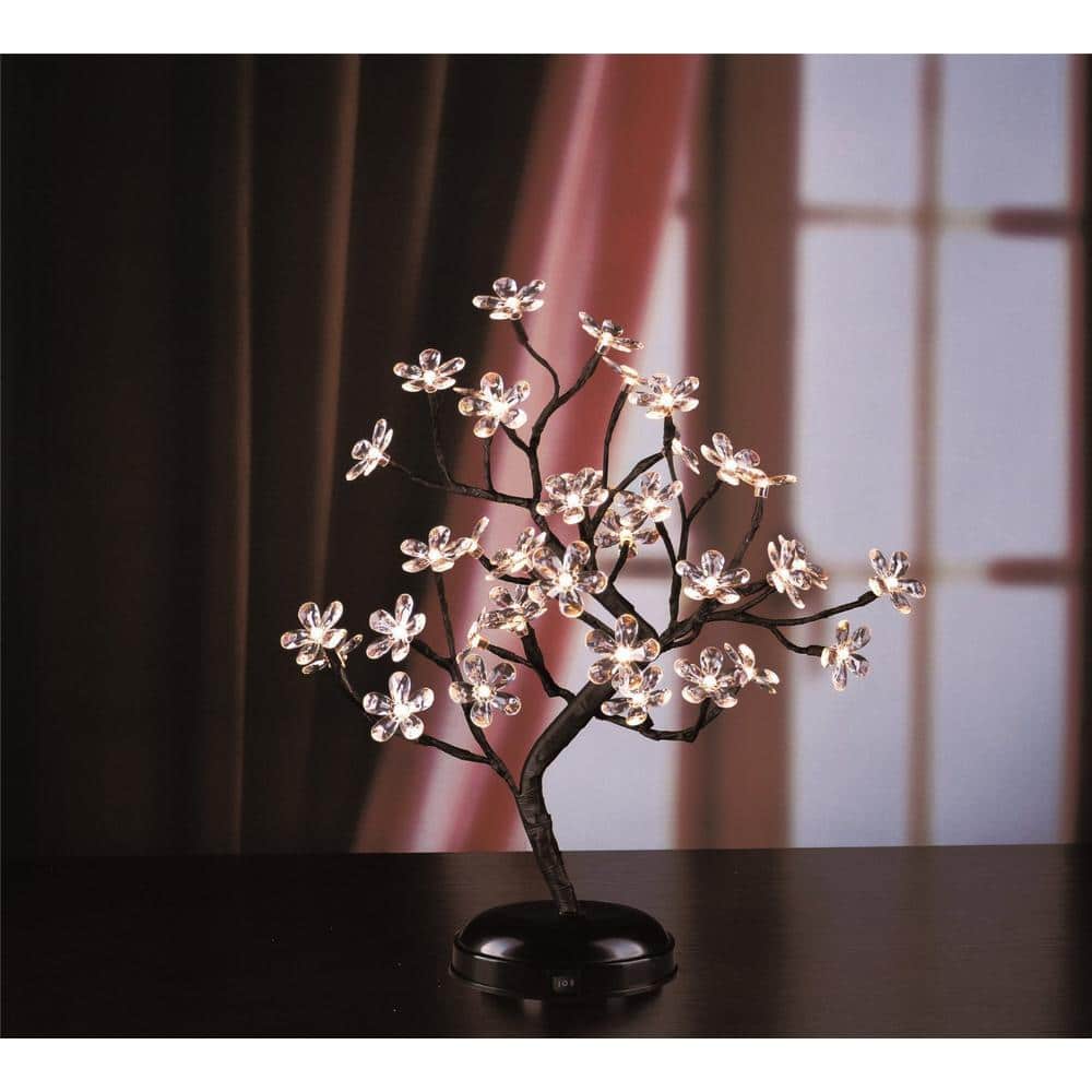 1.5 ft. 3-Watt Crystal Clear Flower Bonsai Artificial Christmas Tree with 36 Warm White LED Lights - Hercitys