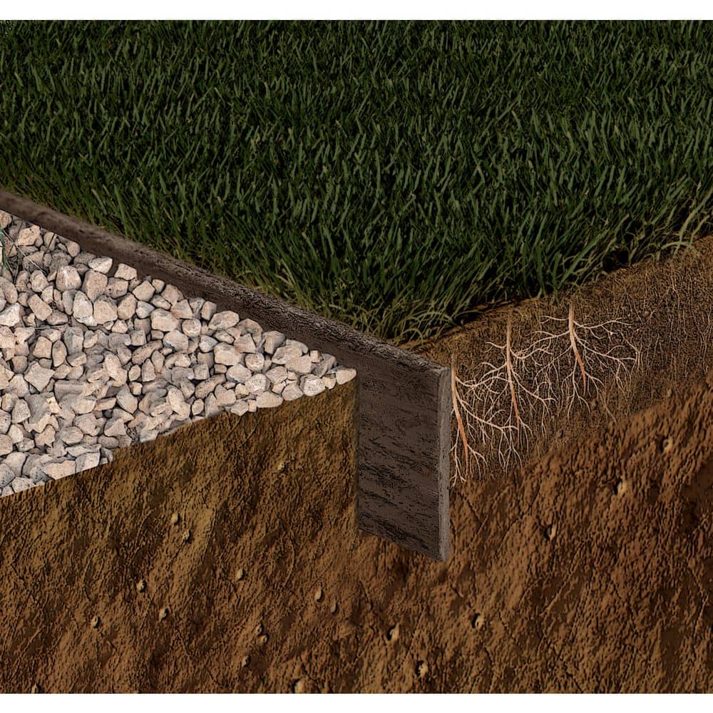 16 ft. x 3.3 in. x .30 in. Benda Board Flex Plastic Teak Edging Pack (4-Stakes Included) - Hercitys