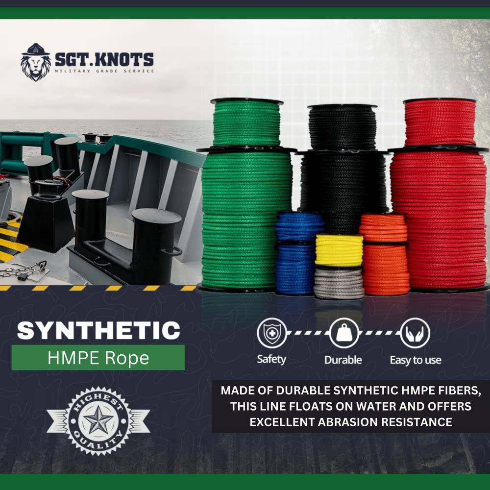 3/16 in. x 50 ft. – HMPE Polyethylene Braided Rope – Yellow - Hercitys