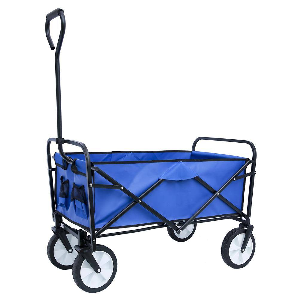 3.6 cu. ft. Fabric Folding Wagon Garden Cart in Blue, for Garden, Shopping, Beach, Camping, Picnic - Hercitys