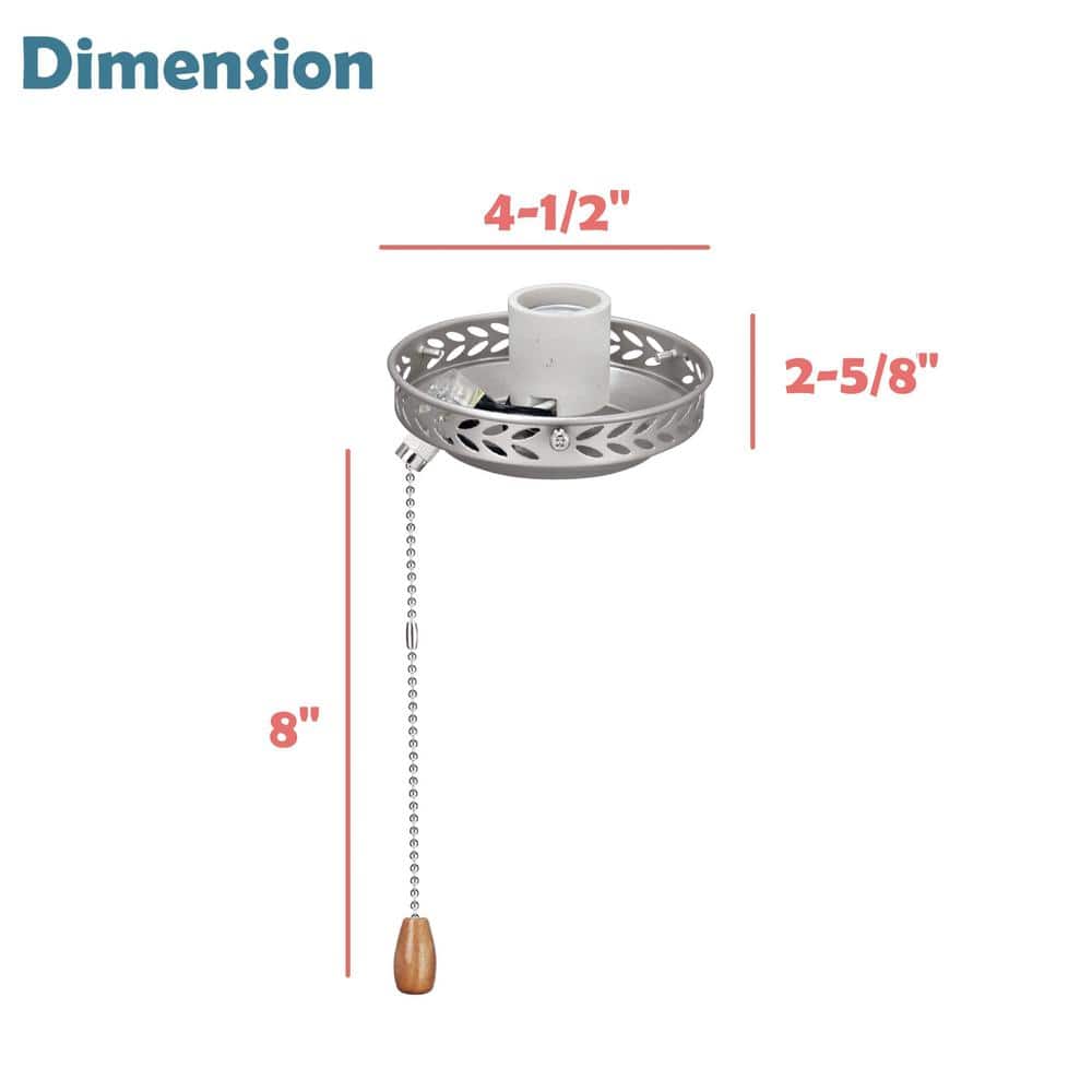 1-Light 4-1/2 in. Brushed Nickel Ceiling Fan Fitter Light Kit with Pull Chain (1-Pack) - Hercitys