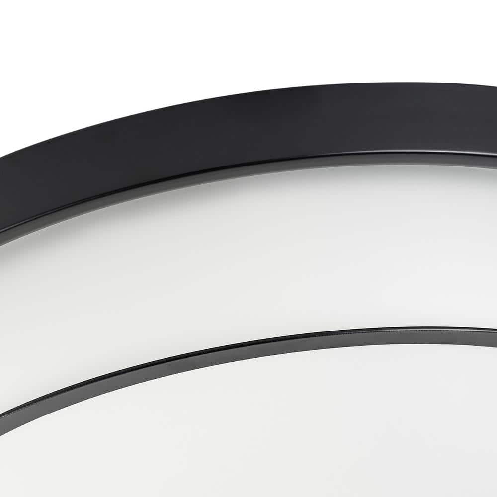 13 in. 2-Light Industrial Black Flush Mount Farmhouse Close to Ceiling Light Fixture with White Glass Shade - Hercitys