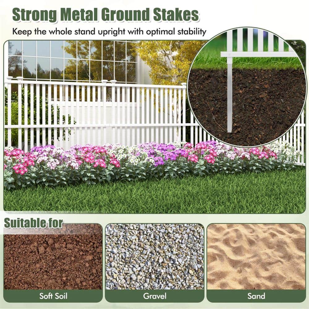 45 in. Plastic 2-Panels Garden Fence Panels with Metal Ground Stakes No Dig Trash Can Enclosure - Hercitys