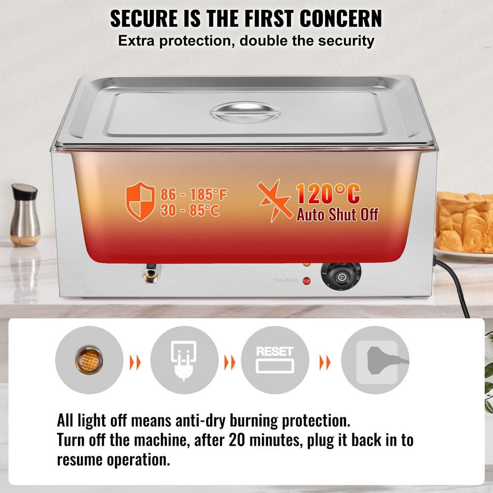 4-Pan Commercial Food Warmer 16.4 qt. Electric Steam Table 1200 Watt Countertop Stainless Steel Bain Marie, Silver - Hercitys