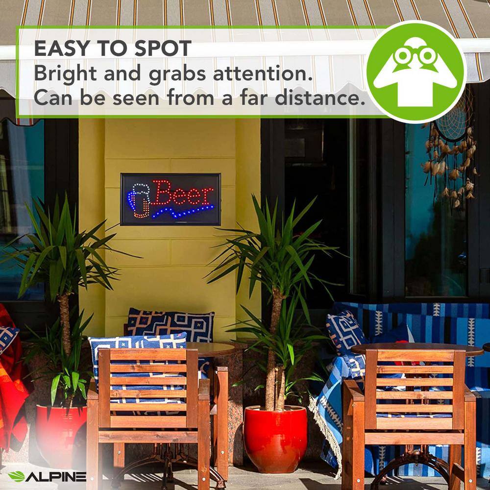 19 in. x 10 in. LED Rectangular Beer Sign with 2 Display Modes (2-Pack) - Hercitys