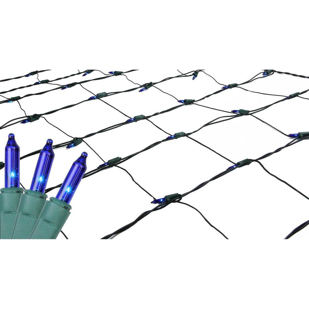 4 ft. x 6 ft. Blue Mini Net Style Christmas Lights with Green Wire - Hercitys