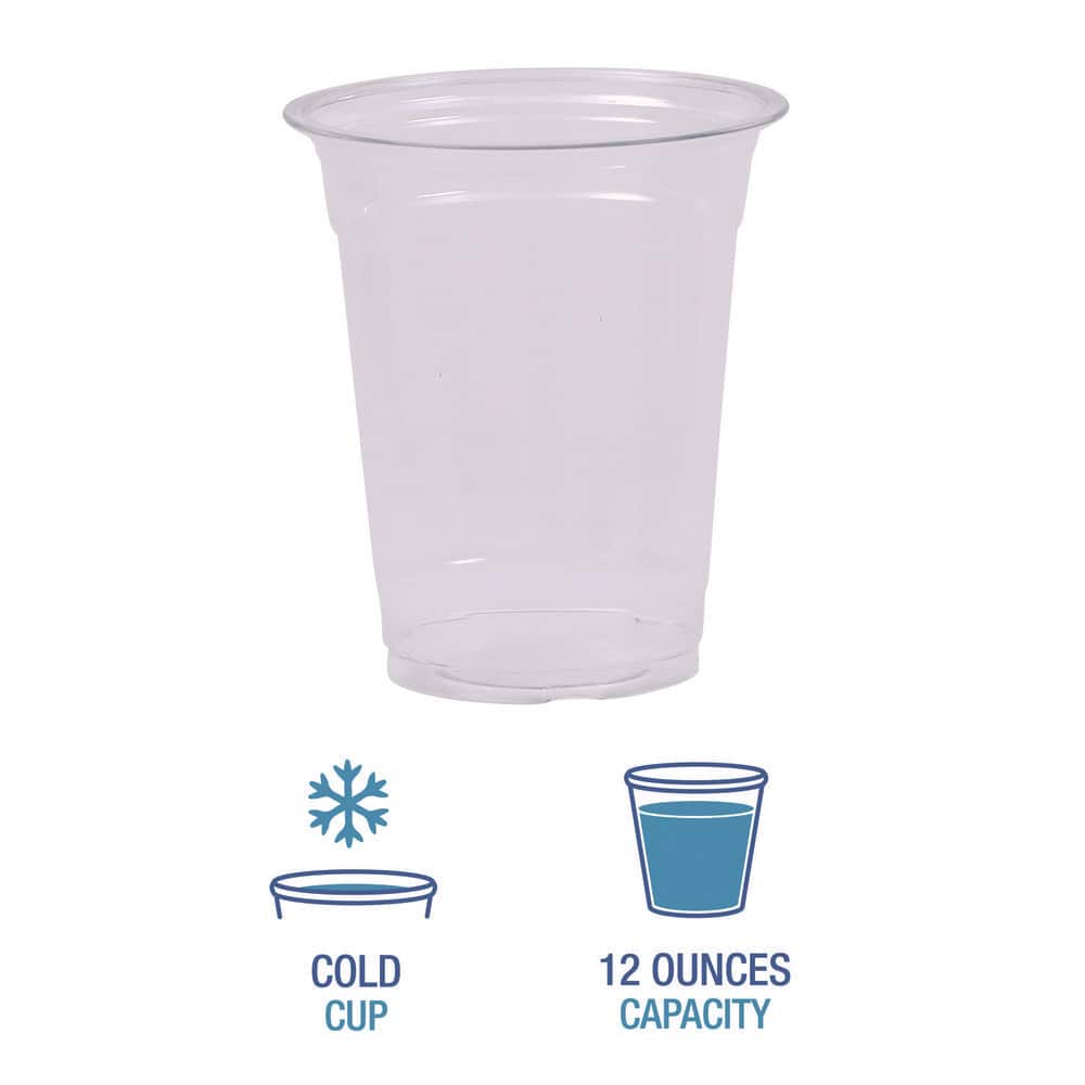 12 oz. Clear Disposable Plastic Cups, Cold Drinks, PET, 20-Cups/Sleeve, 50 Sleeves/Carton - Hercitys