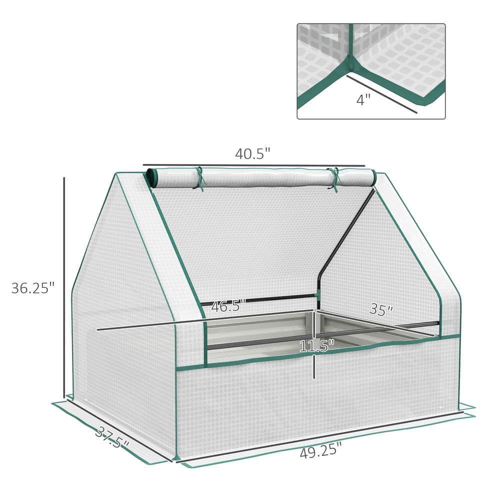 38 in. W x 49 in. D x 36 in. H Raised Garden Bed with Mini Greenhouse Winter Plastic Greenhouses for Outdoors, White - Hercitys