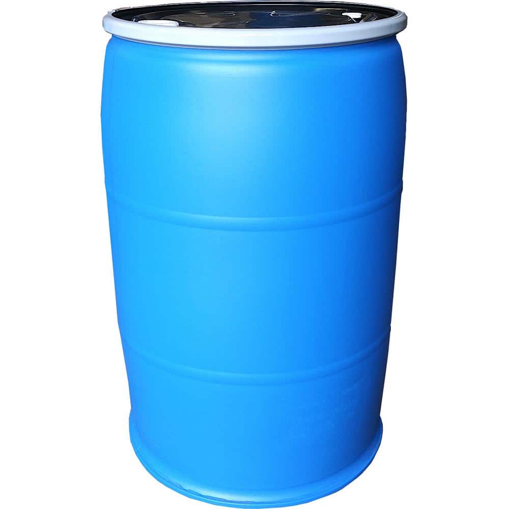 55 Gal. Open Top Plastic Industrial Drum with Lid and Lock-band -Off-color - Hercitys