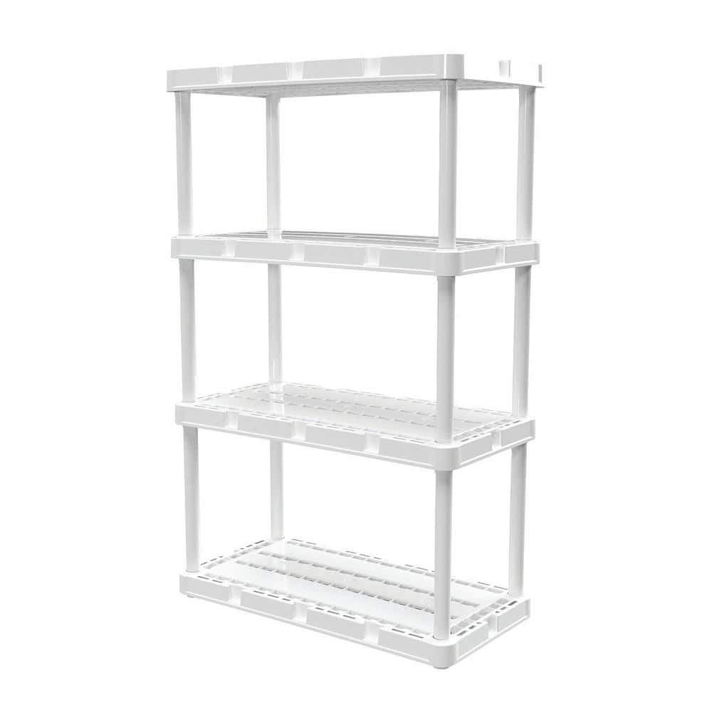 12 in. W x 48 in. H x 24 in. D 4 Shelves Resin Freestanding Cabinet Storage Unit System for Home or Garage in White - Hercitys