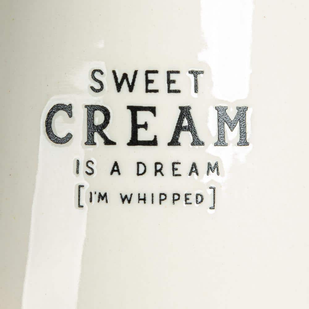 12 fl. oz. White Stoneware Creamer and Sugar Pot with Bamboo Spoon (Set of 2) - Hercitys