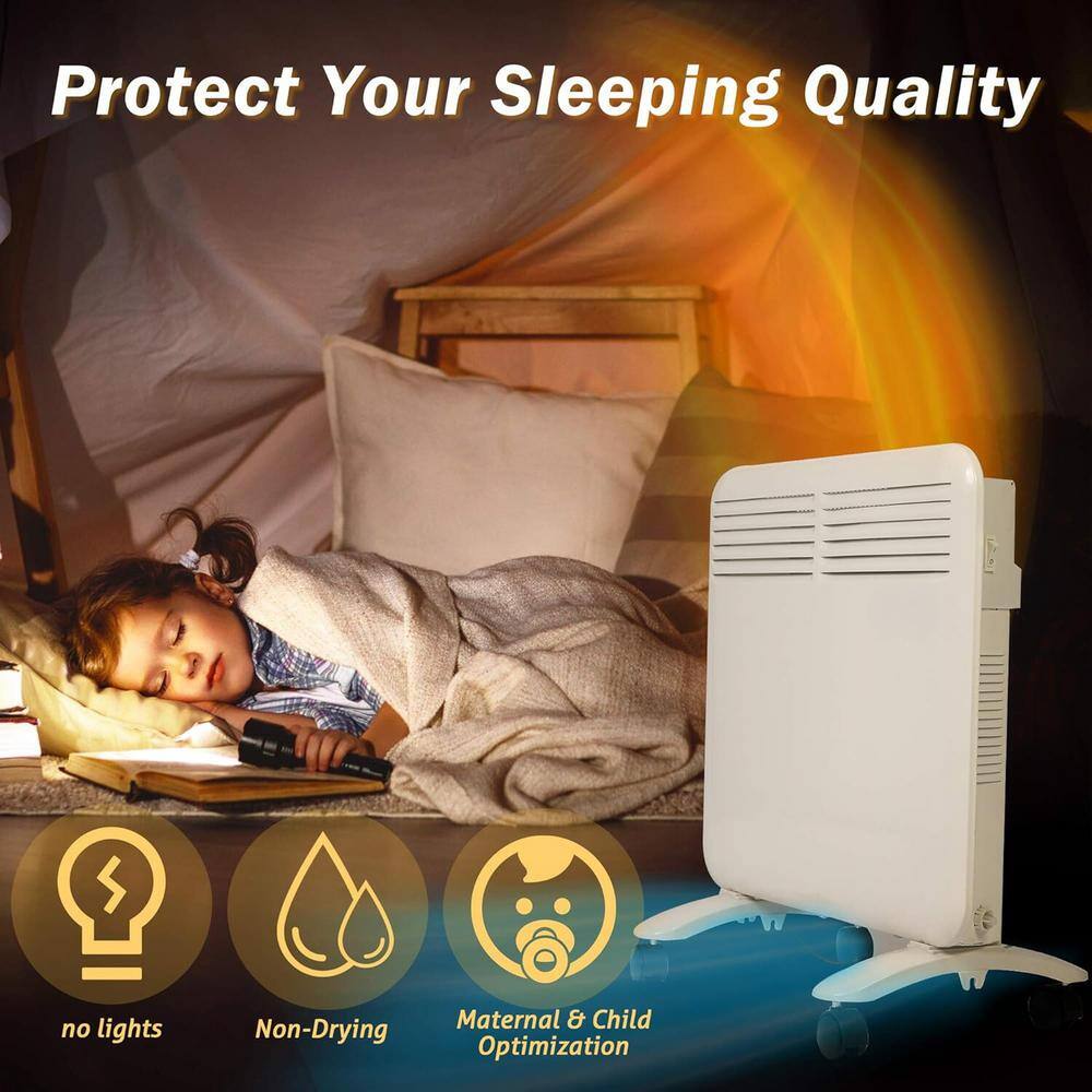 1000W Electric Ceramic Radiator Space Heater, Warm-Air Heating Design, Quiet Operation with Adjustable Thermostat, White - Hercitys