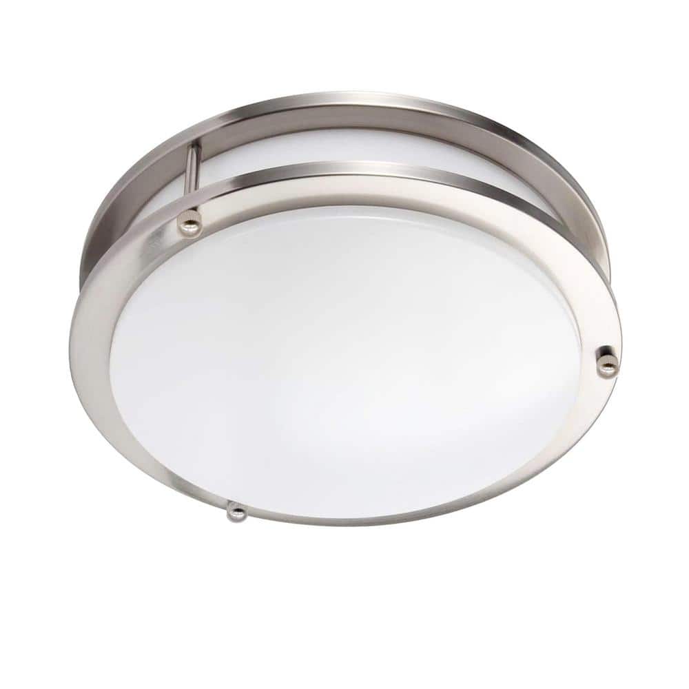 12 in. Brushed Nickel Dimmable LED 3000K Warm White Flush Mount Light Fixture - Hercitys