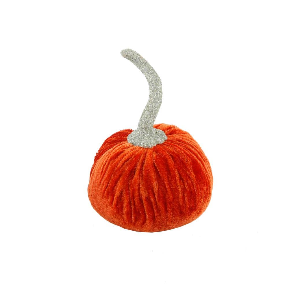 4.75 in. D x 6.5 in. H Small Orange Velvet Pumpkin - Hercitys
