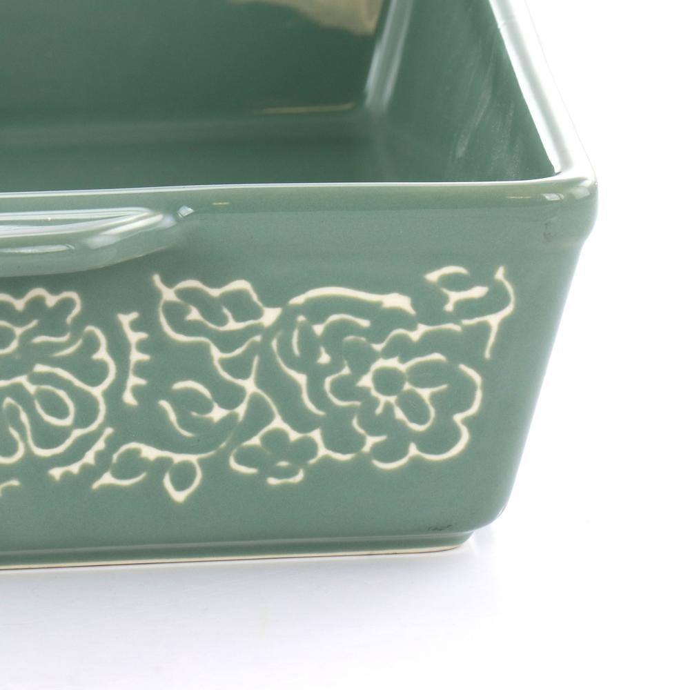 2 Piece Tierra Wax Relief Stoneware Baker Set in Red and Mint - Hercitys