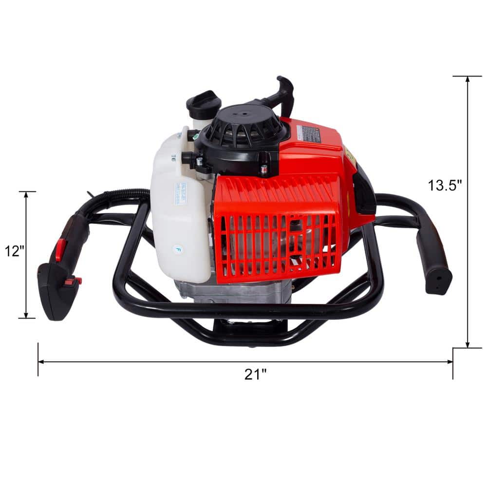 2.7HP Post Hole Digger 63CC Gas-Powered 2-Stroke Earth Auger Digging Drill Shaft Size 3/4 in., EPA Certificated - Hercitys