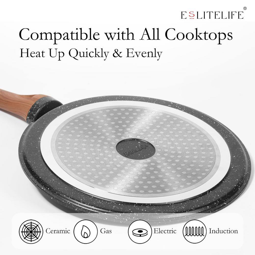 11 in. Aluminum Sturdy and Durable Eco-Friendly Nonstick Granite Coating Crepe Pan Spreader Bakelite Handle - Hercitys