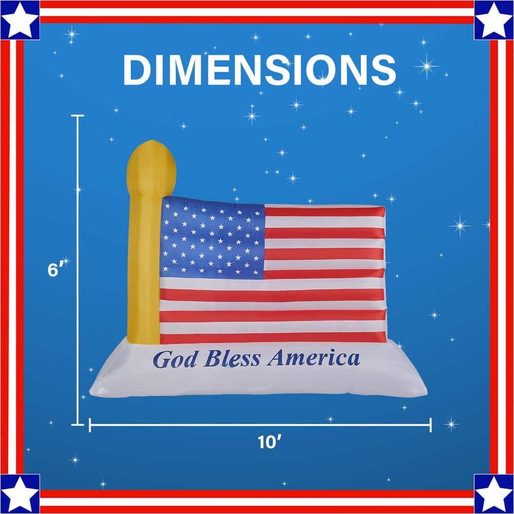 121 in. x 72 in. American Flag Inflatable with Lights - Hercitys